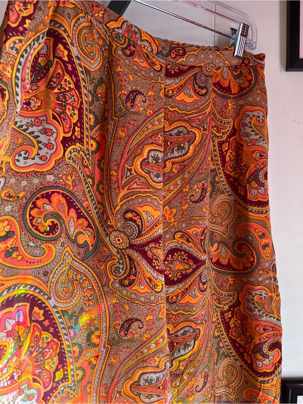 Adrienne Vittadini Orange Paisley Wide-Leg Pants - Picture 4 of 6